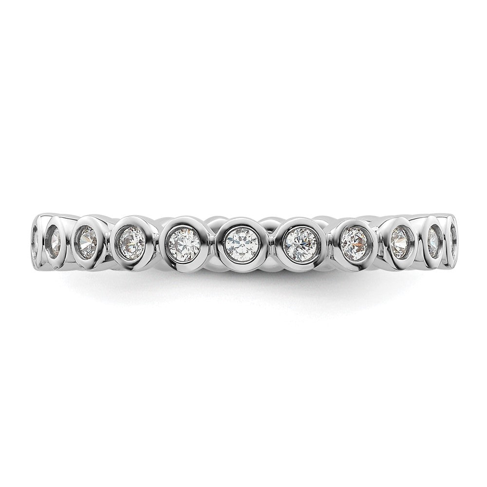 14k White Gold Polished Bezel-set 1/2 carat Diamond Complete Eternity Band