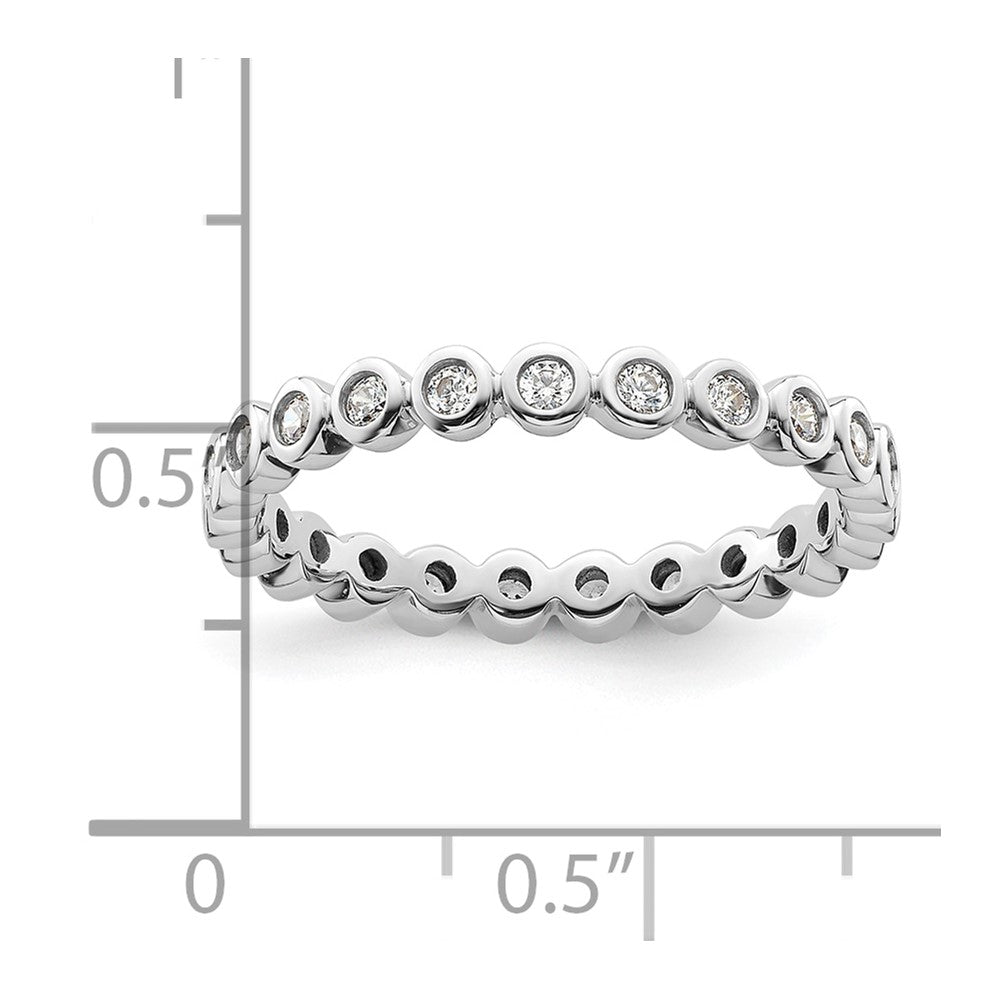 14k White Gold Polished Bezel-set 1/2 carat Diamond Complete Eternity Band