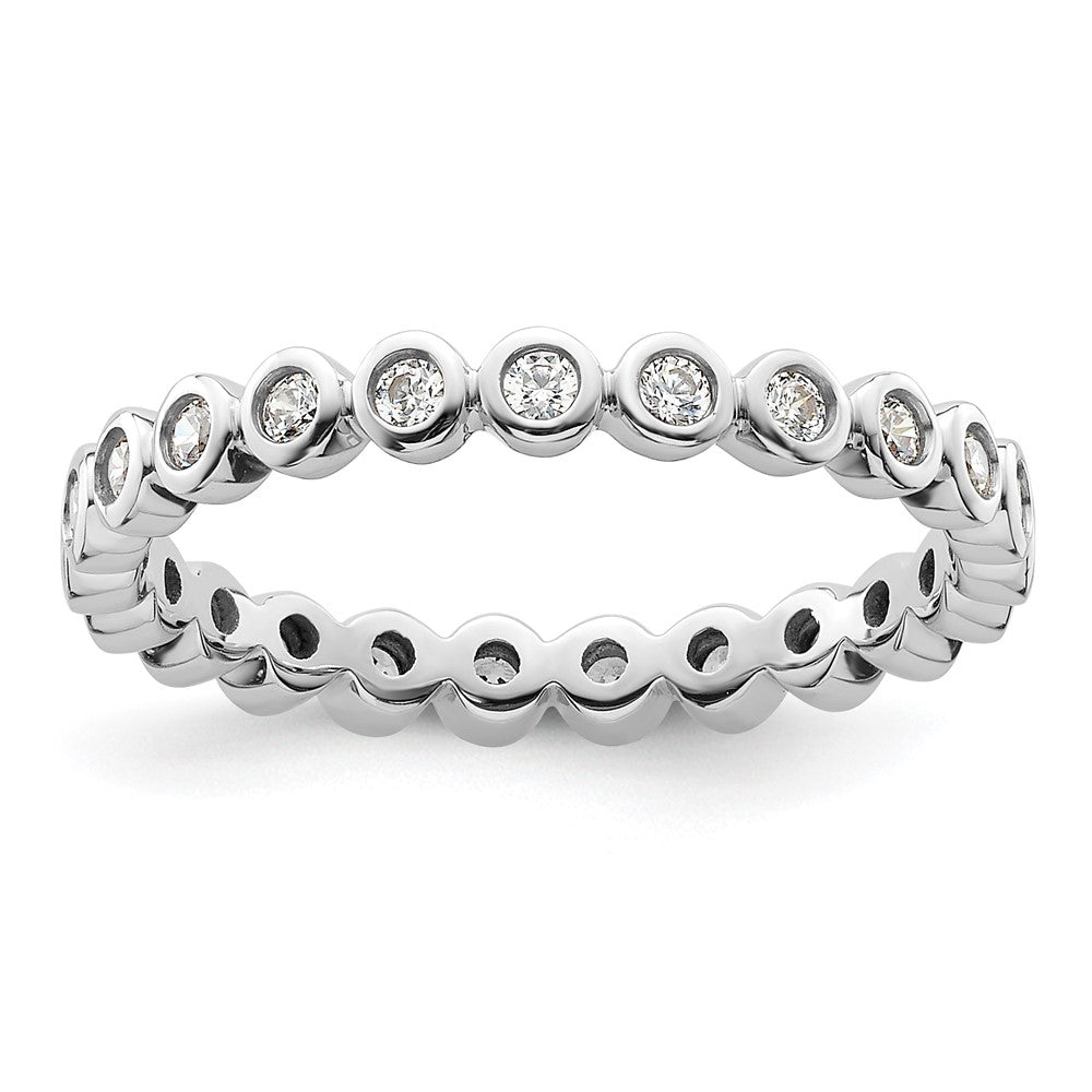 14k White Gold Polished Bezel-set 1/2 carat Diamond Complete Eternity Band