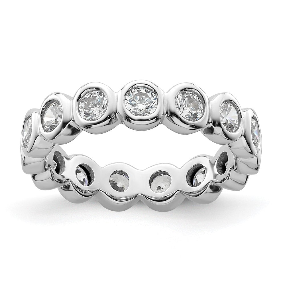 14k White Gold Polished Bezel-set 1 carat Diamond Complete Eternity Band