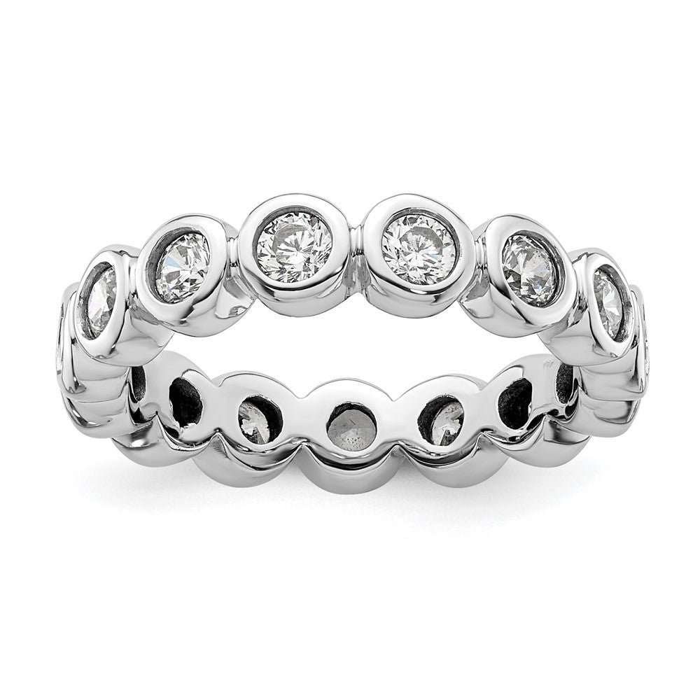 14k White Gold Polished Bezel-set 1 carat Diamond Complete Eternity Band