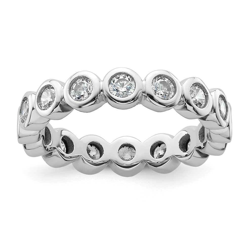14k White Gold Polished Bezel-set 1 carat Diamond Complete Eternity Band