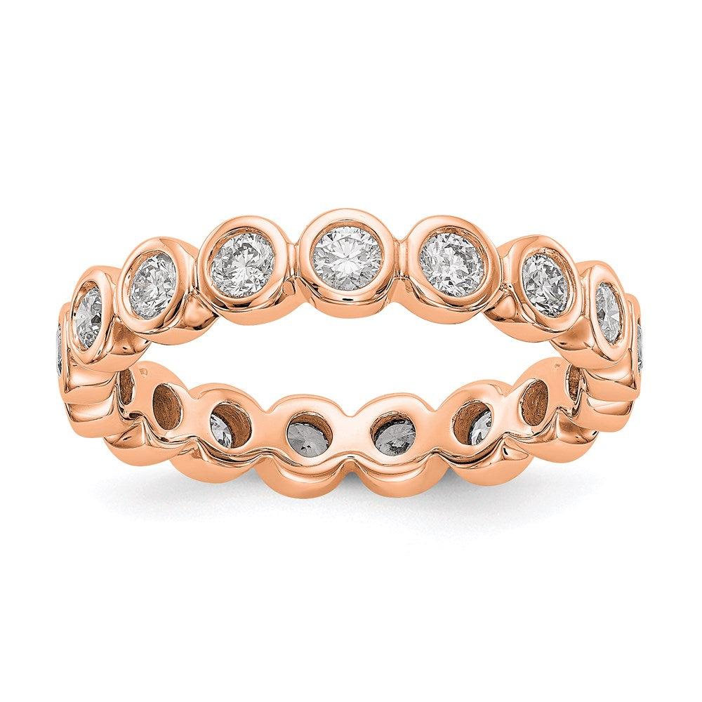 14k Rose Gold Polished Bezel-set 1 carat Diamond Complete Eternity Band