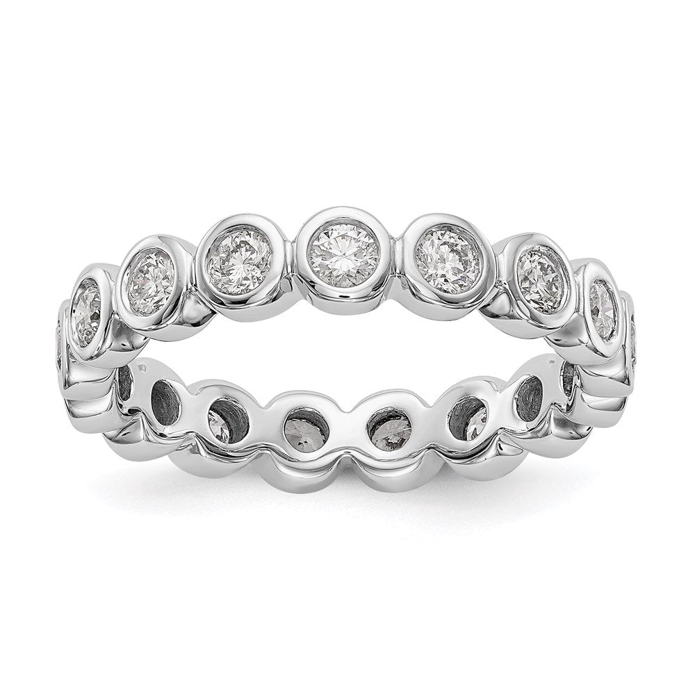 14k White Gold Polished Bezel-set 1 carat Diamond Complete Eternity Band