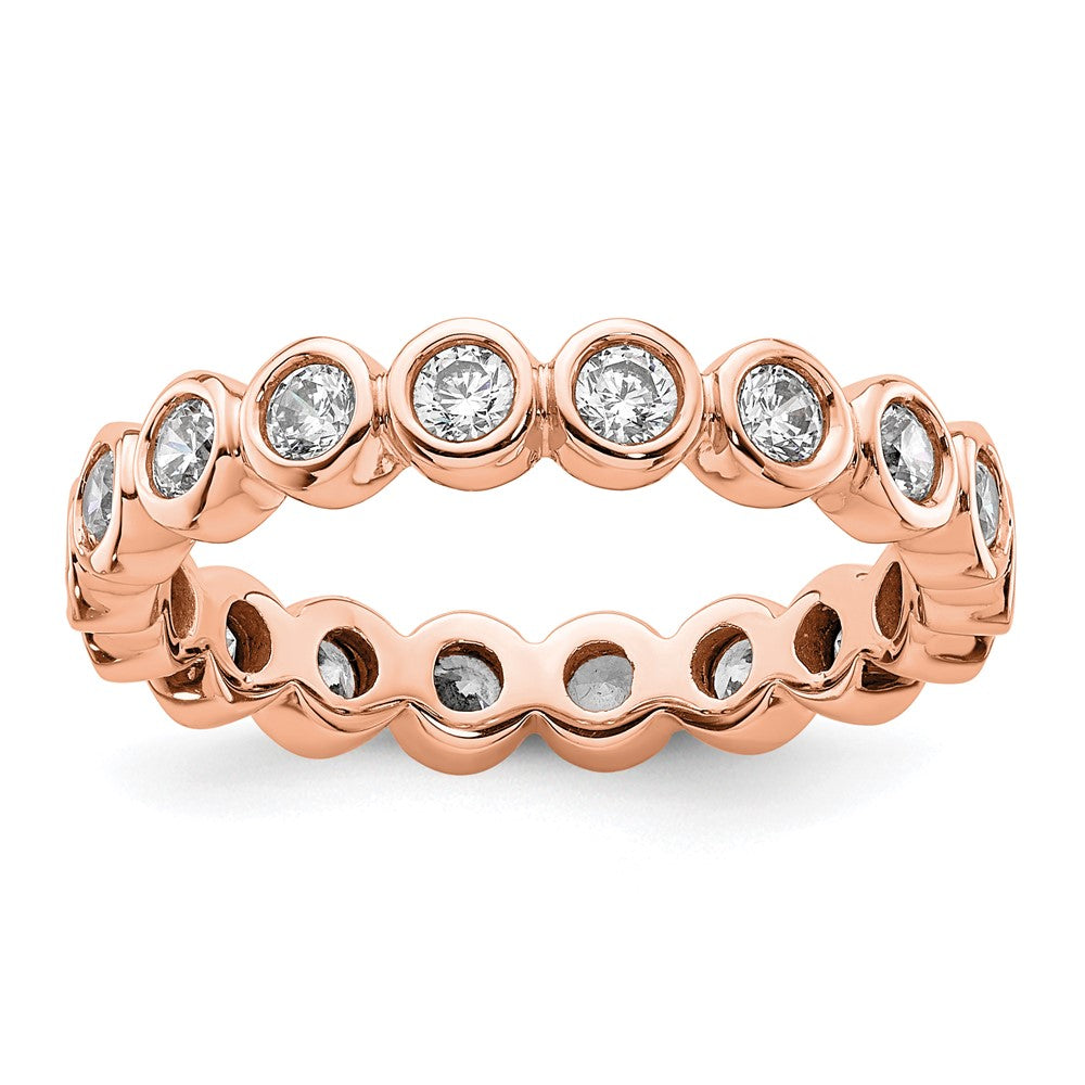 14k Rose Gold Polished Bezel-set 1 carat Diamond Complete Eternity Band