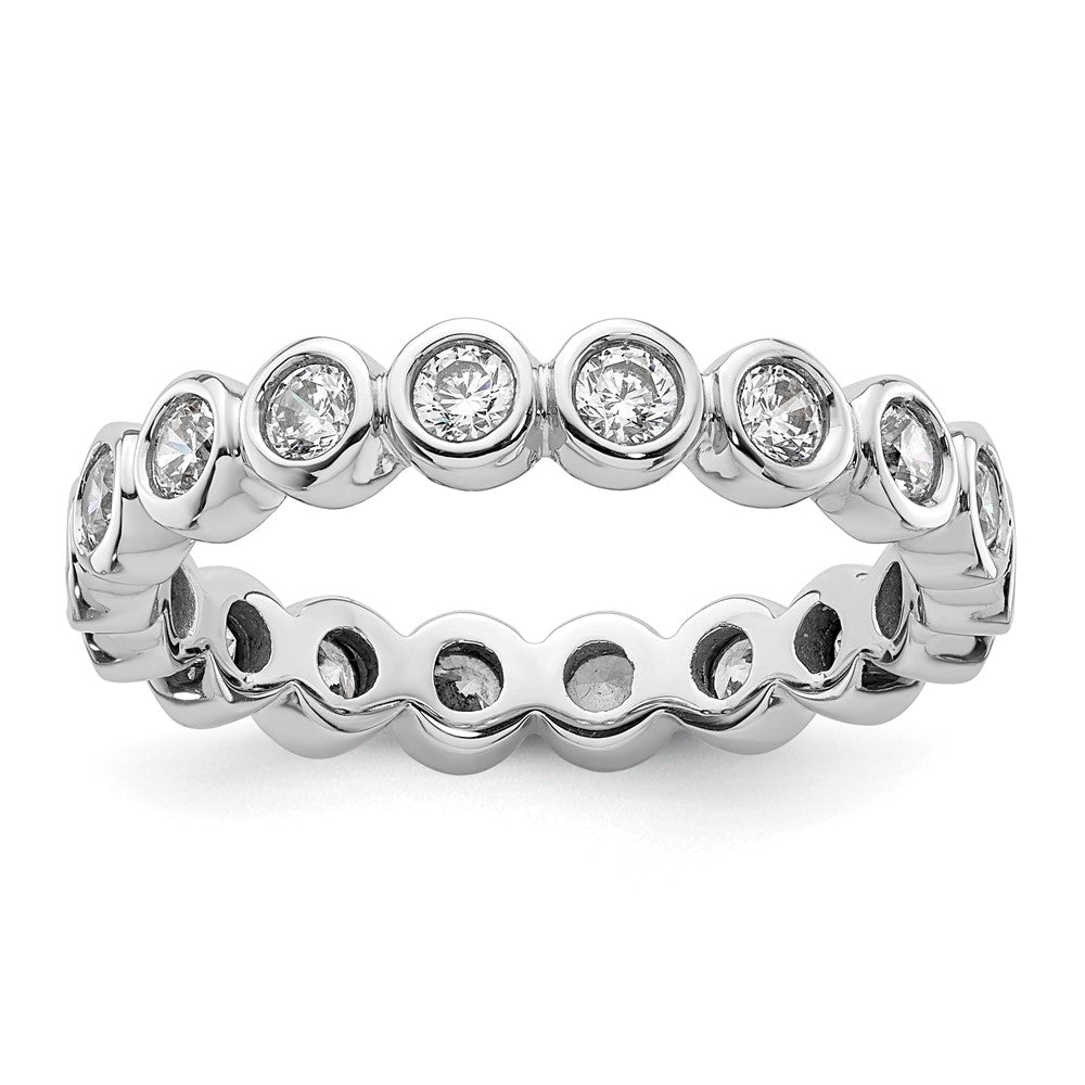 14k White Gold Polished Bezel-set 1 carat Diamond Complete Eternity Band