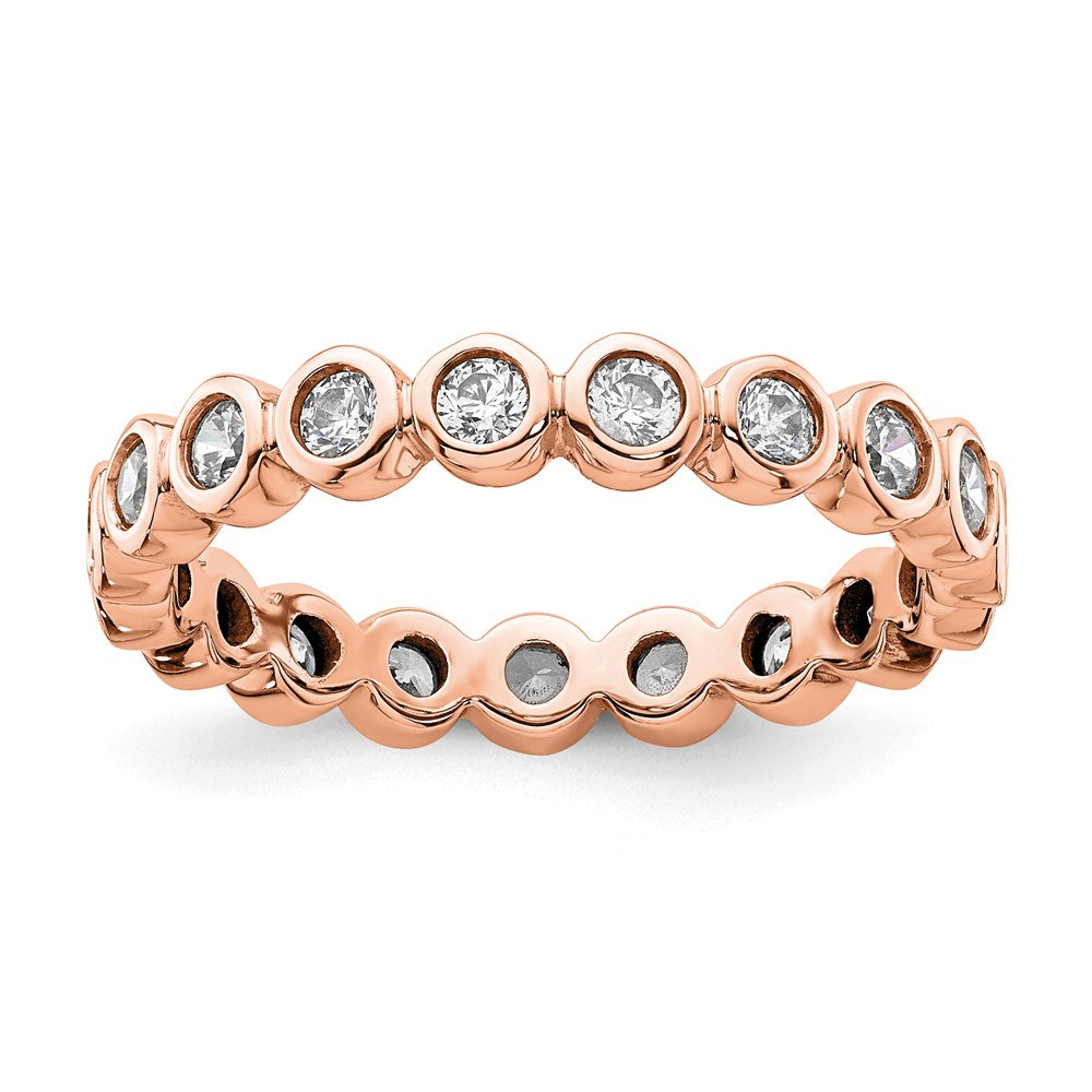 14k Rose Gold Polished Bezel-set 1 carat Diamond Complete Eternity Band