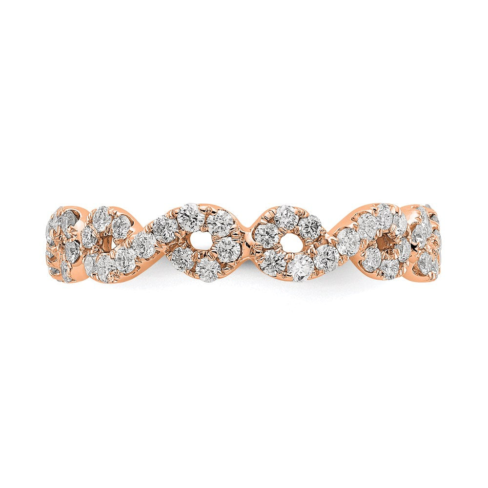 14k Rose Gold Polished Infinity Shared U Prong Diamond Eternity Band