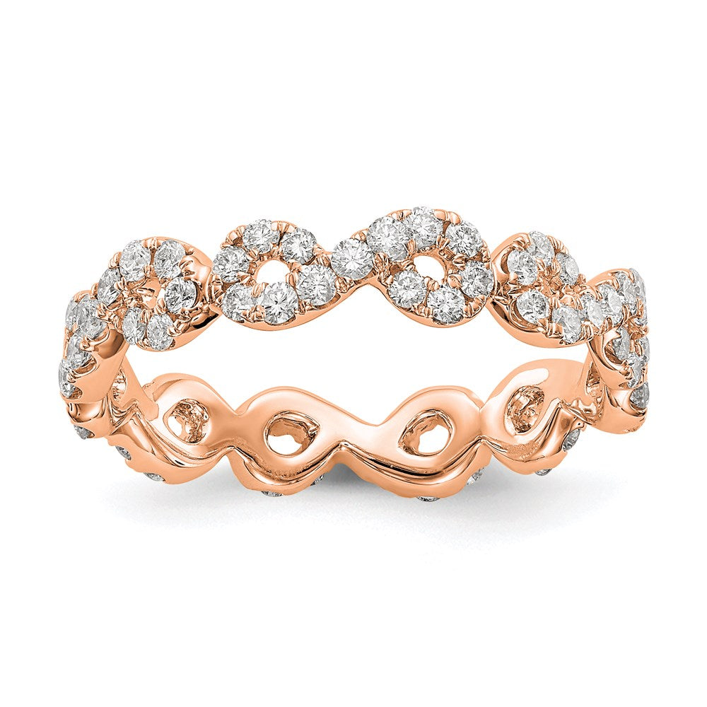 14k Rose Gold Polished Infinity Shared U Prong Diamond Eternity Ba