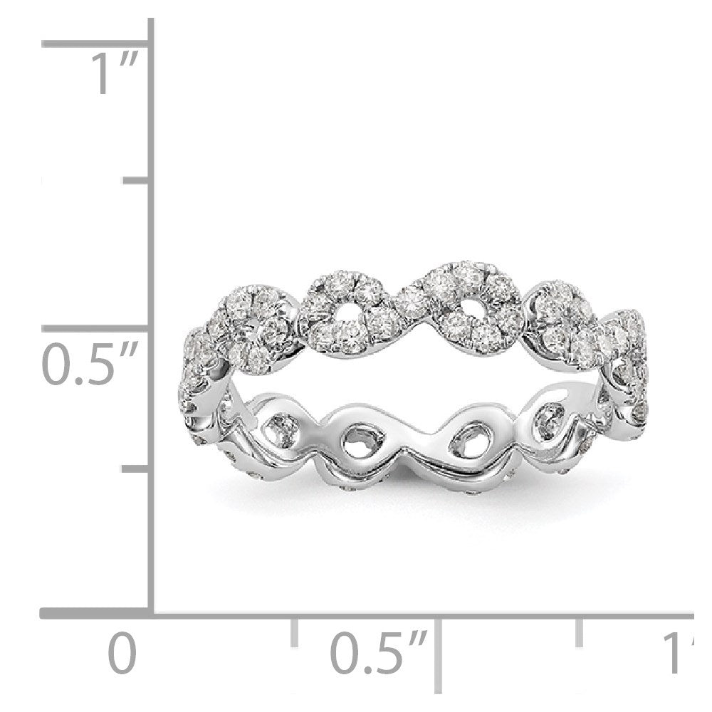 14k White Gold Polished Infinity Shared U Prong Diamond Eternity B