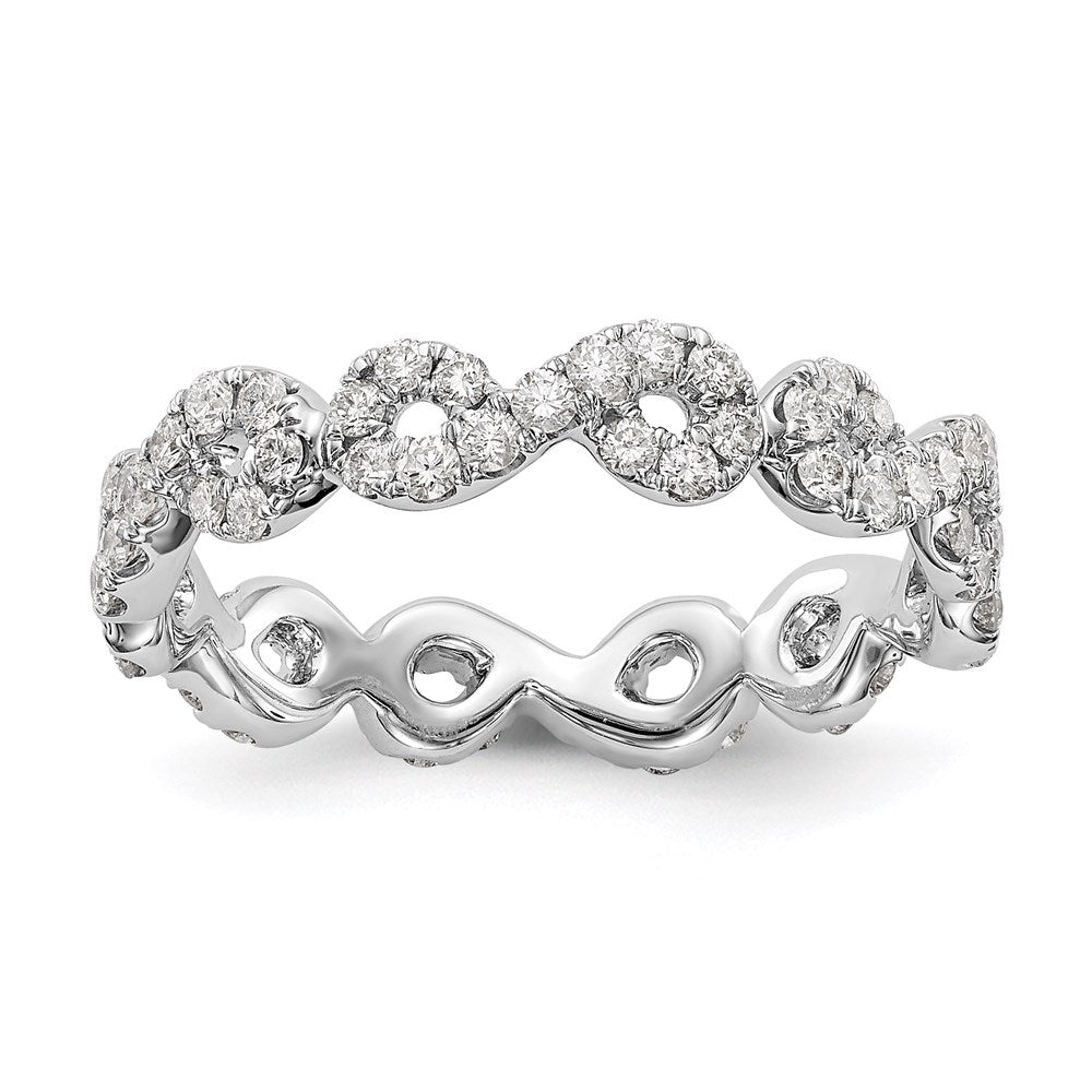 14k White Gold Polished Infinity Shared U Prong Diamond Eternity B