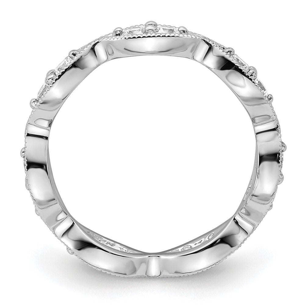 14k White Gold Polished .5Vintage Pave 1/2 carat Diamond Complete Eternity Band