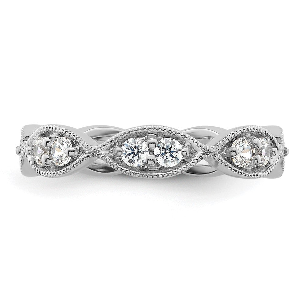 14k White Gold Polished Vintage Pave 1/2 carat Diamond Complete Eternity Band