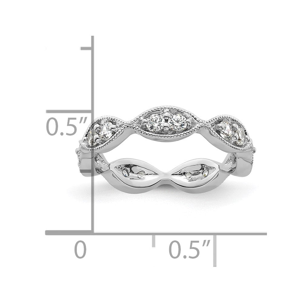 14k White Gold Polished Vintage Pave 1/2 carat Diamond Complete Eternity Band