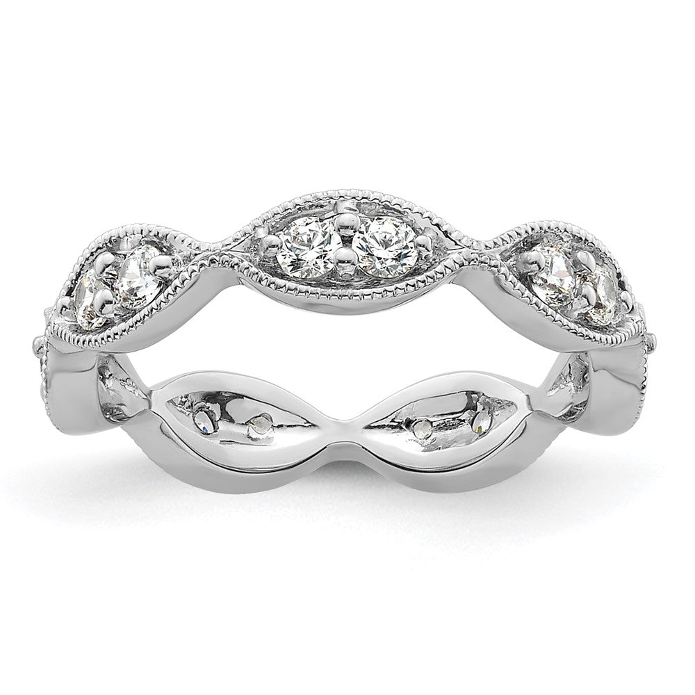 14k White Gold Polished Vintage Pave 1/2 carat Diamond Complete Eternity Band