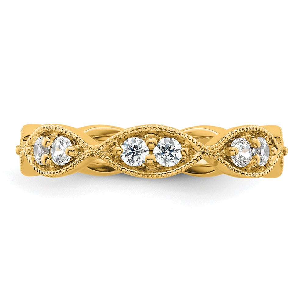 14k Polished Vintage Pave 1/2 carat Diamond Complete Eternity Band