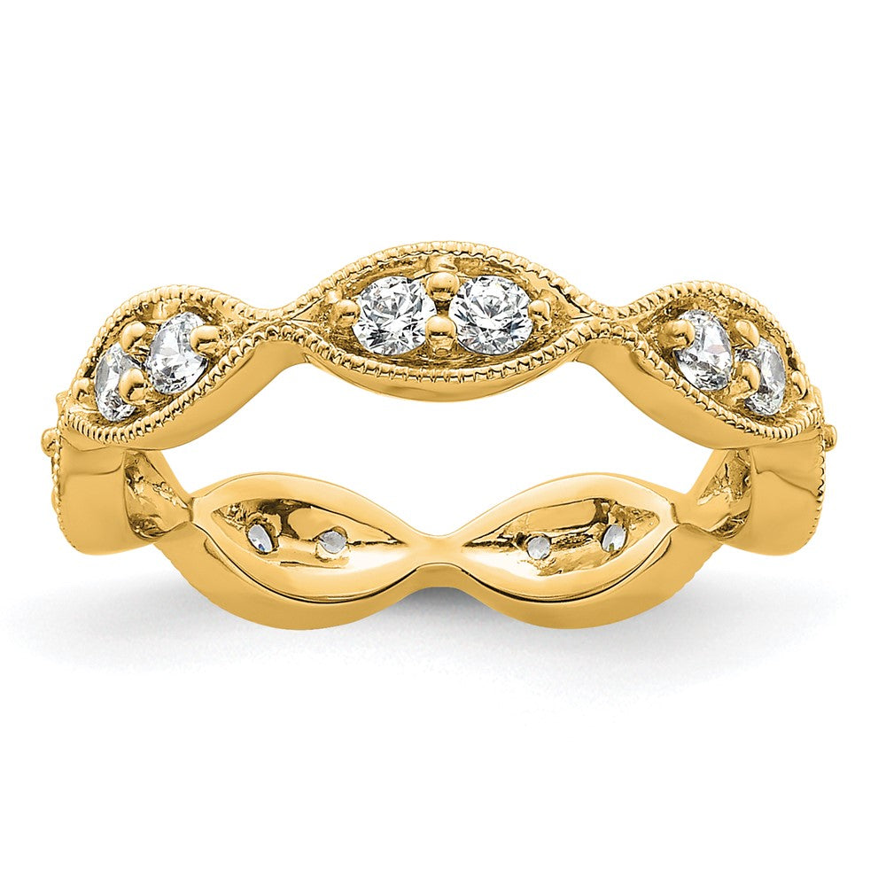 14k Polished Vintage Pave 1/2 carat Diamond Complete Eternity Band