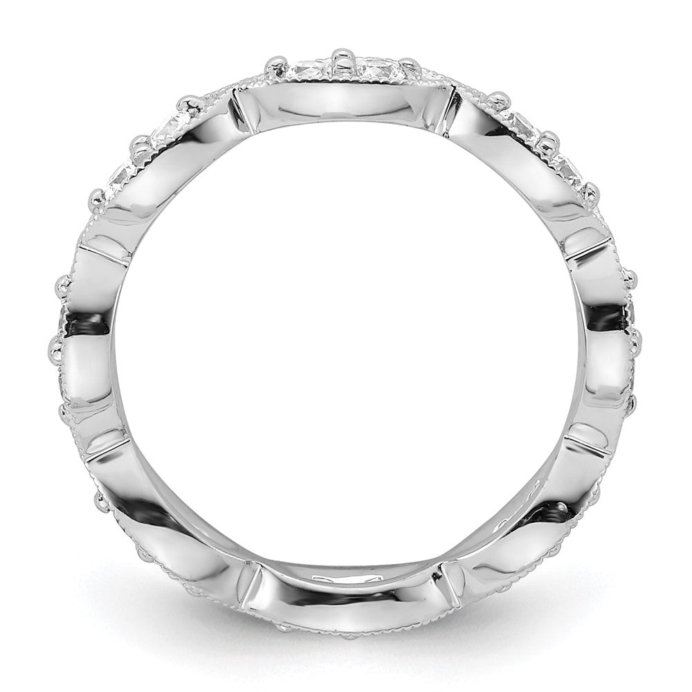 14k White Gold Polished Vintage Pave 1/2 carat Diamond Complete Eternity Band