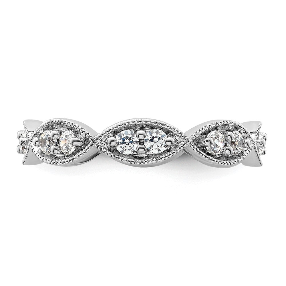 14k White Gold Polished Vintage Pave 1/2 carat Diamond Complete Eternity Band