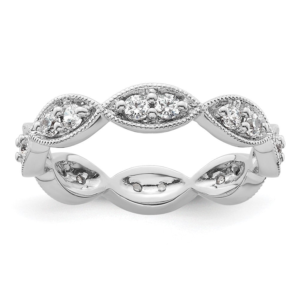 14k White Gold Polished Vintage Pave 1/2 carat Diamond Complete Eternity Band