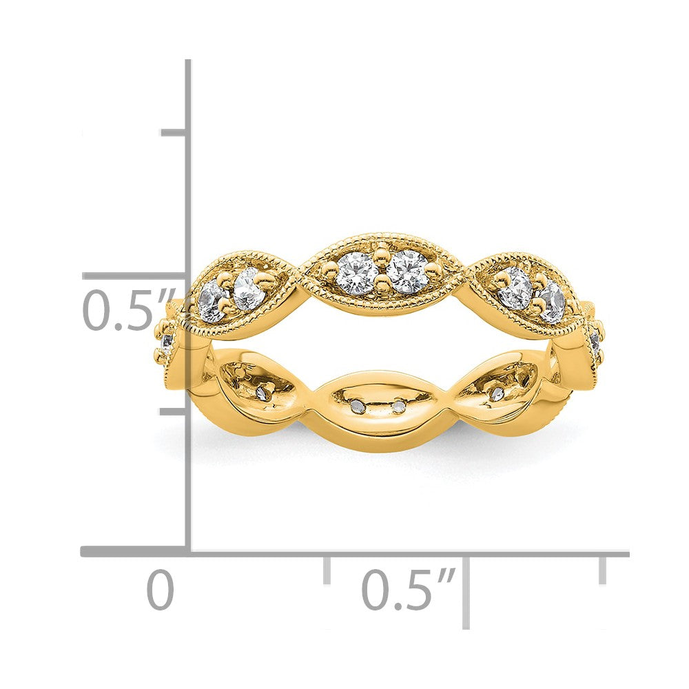14k Polished Vintage Pave 1/2 carat Diamond Complete Eternity Band