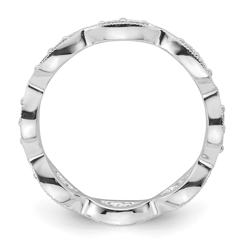 14k White Gold Polished Vintage Pave 1/2 carat Diamond Complete Eternity Band