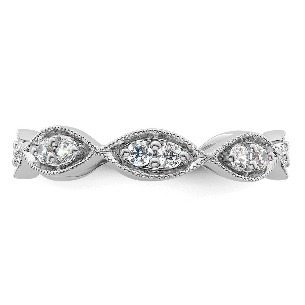 14k White Gold Polished Vintage Pave 1/2 carat Diamond Complete Eternity Band
