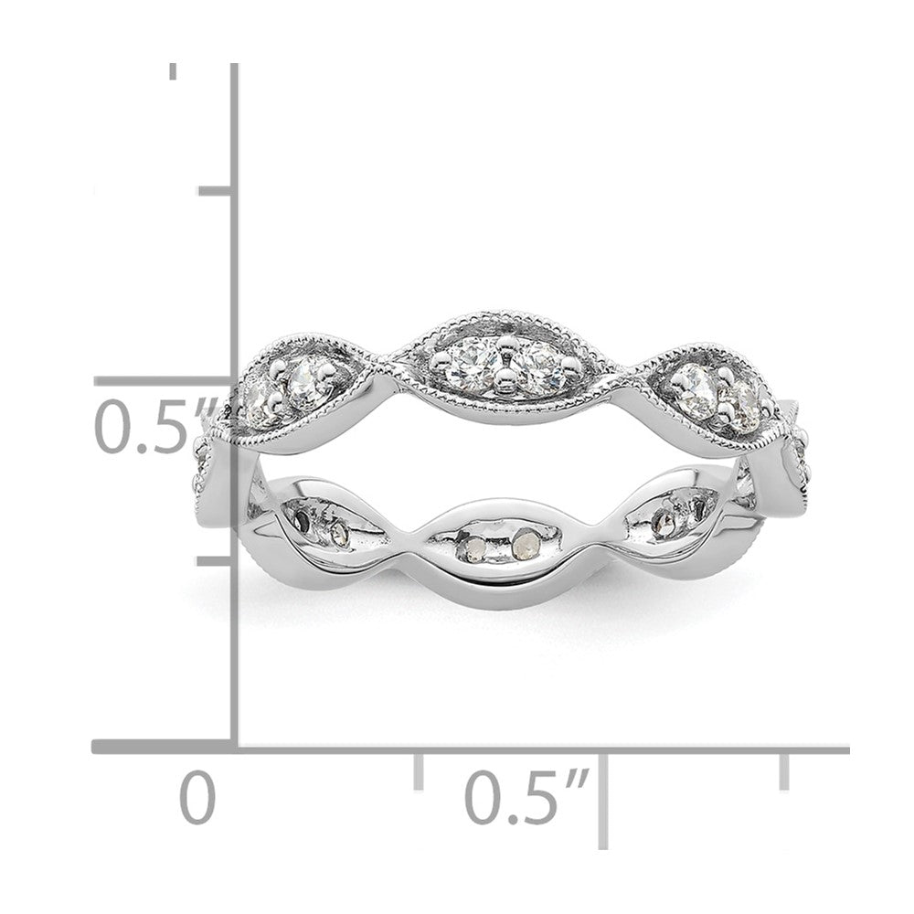 14k White Gold Polished Vintage Pave 1/2 carat Diamond Complete Eternity Band