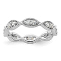 14k White Gold Polished Vintage Pave 1/2 carat Diamond Complete Eternity Band