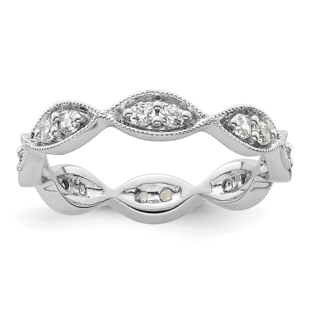 14k White Gold Polished Vintage Pave 1/2 carat Diamond Complete Eternity Band