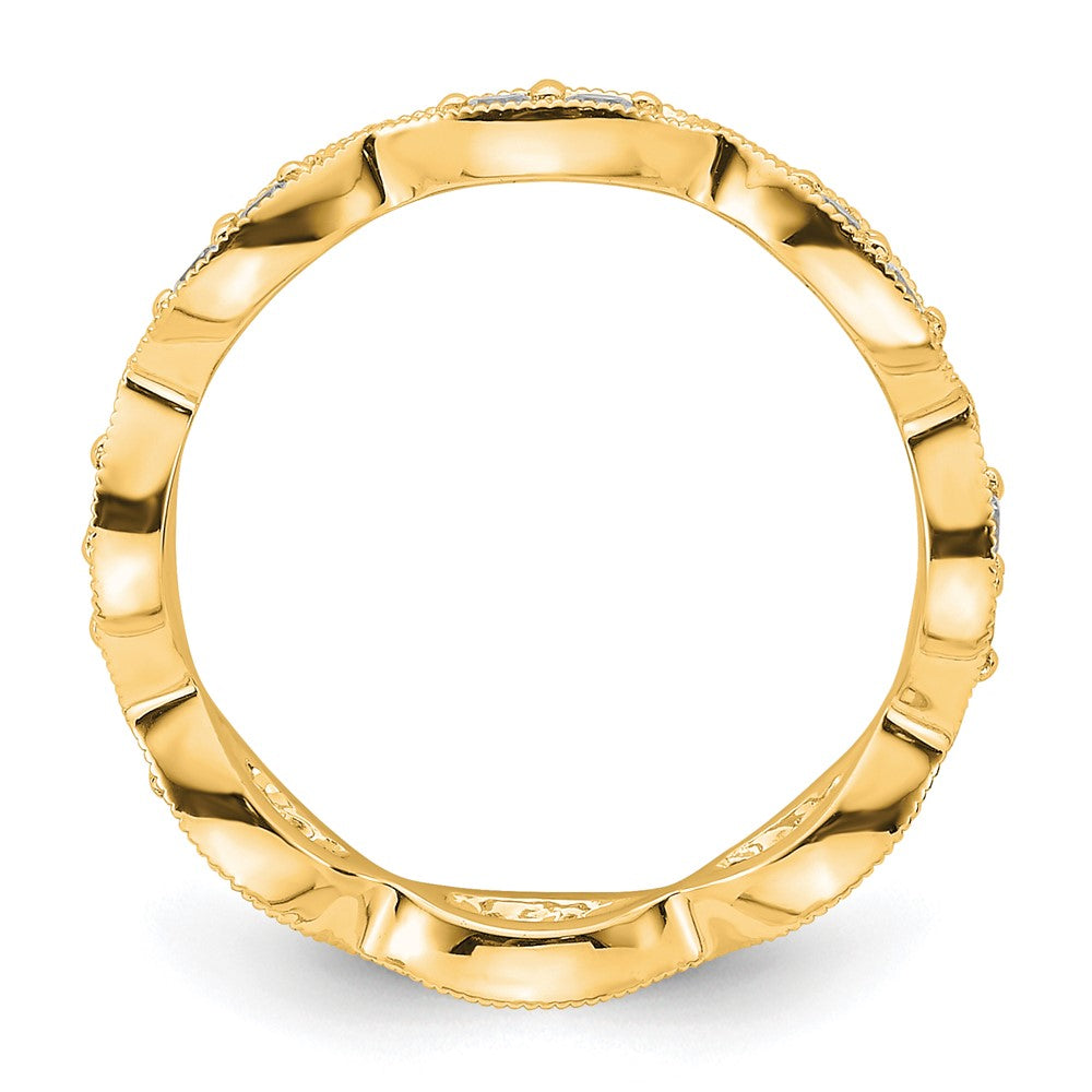 14k Polished Vintage Pave 1/2 carat Diamond Complete Eternity Band