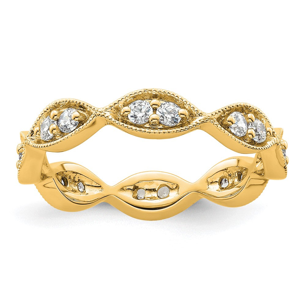14k Polished Vintage Pave 1/2 carat Diamond Complete Eternity Band