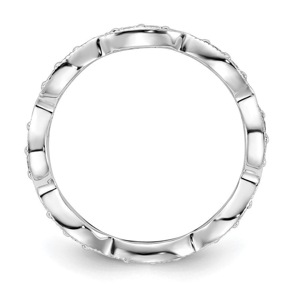 14k White Gold Polished Vintage Pave 1/2 carat Diamond Complete Eternity Band