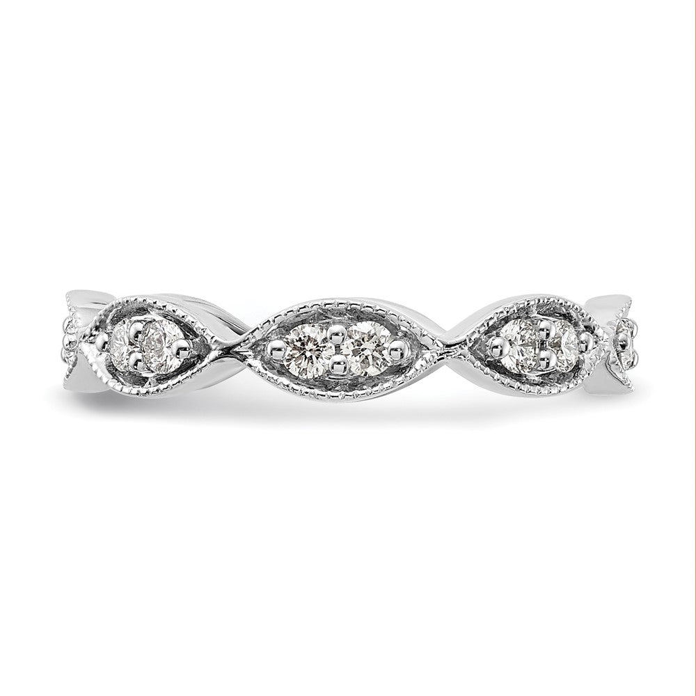 14k White Gold Polished Vintage Pave 1/2 carat Diamond Complete Eternity Band