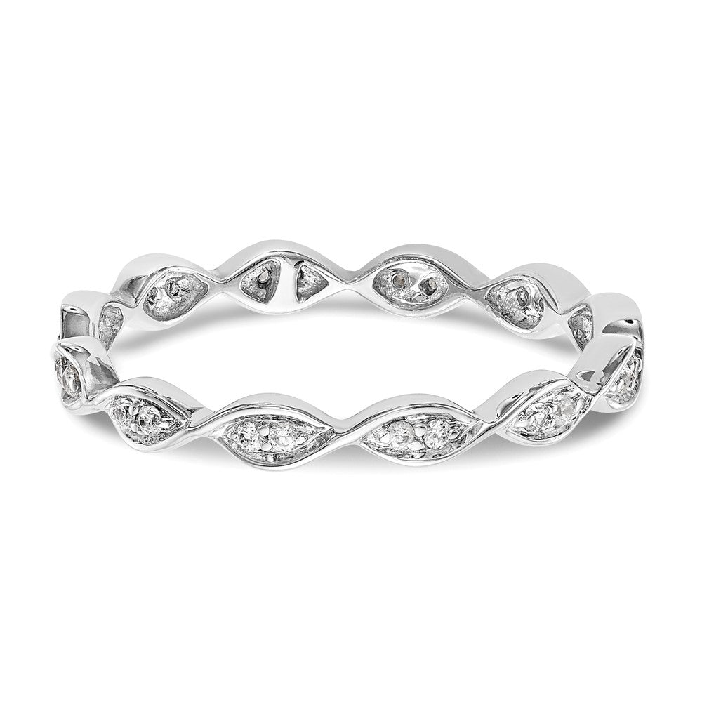 14k White Gold Polished Vintage Pave 1/2 carat Diamond Complete Eternity Band