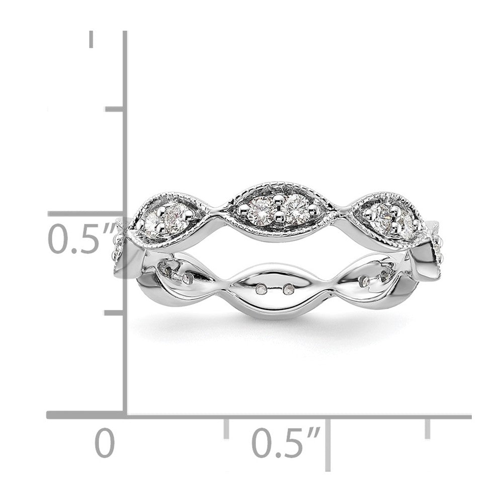 14k White Gold Polished Vintage Pave 1/2 carat Diamond Complete Eternity Band