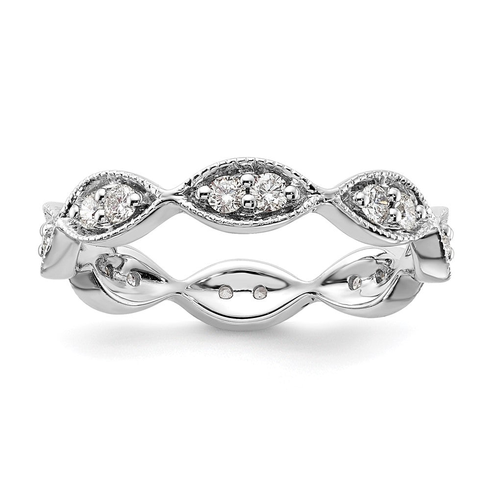14k White Gold Polished Vintage Pave 1/2 carat Diamond Complete Eternity Band