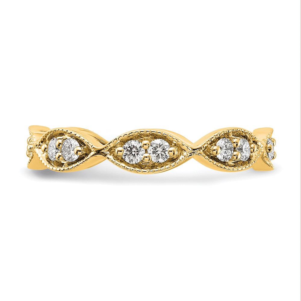 14k Polished Vintage Pave 1/2 carat Diamond Complete Eternity Band