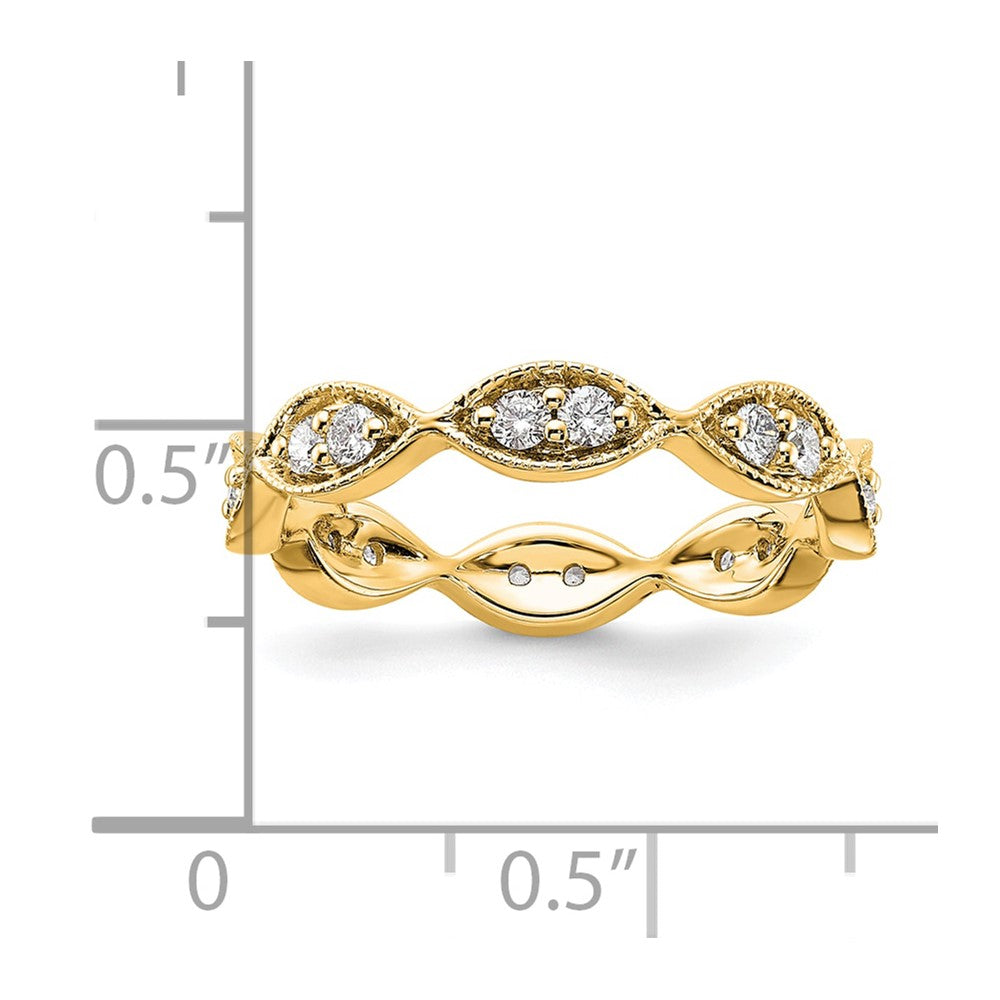 14k Polished Vintage Pave 1/2 carat Diamond Complete Eternity Band