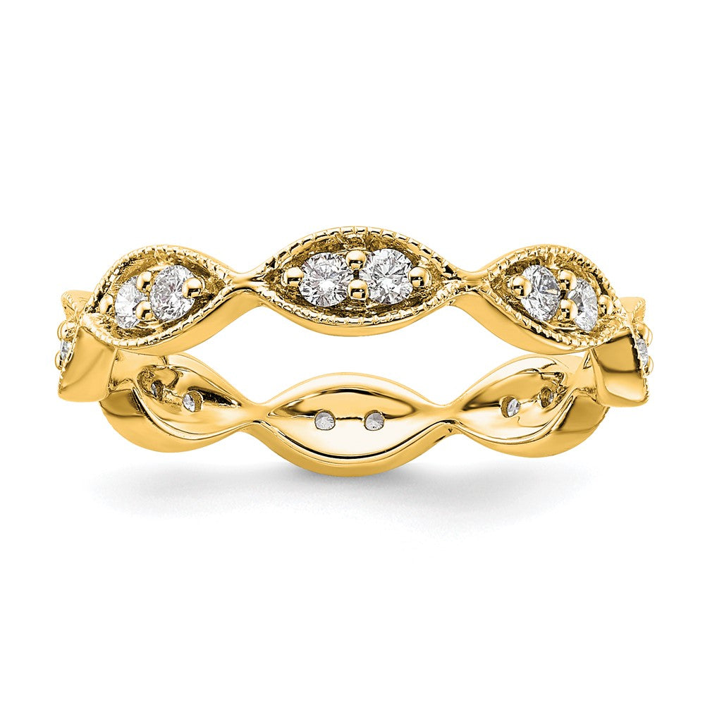 14k Polished Vintage Pave 1/2 carat Diamond Complete Eternity Band