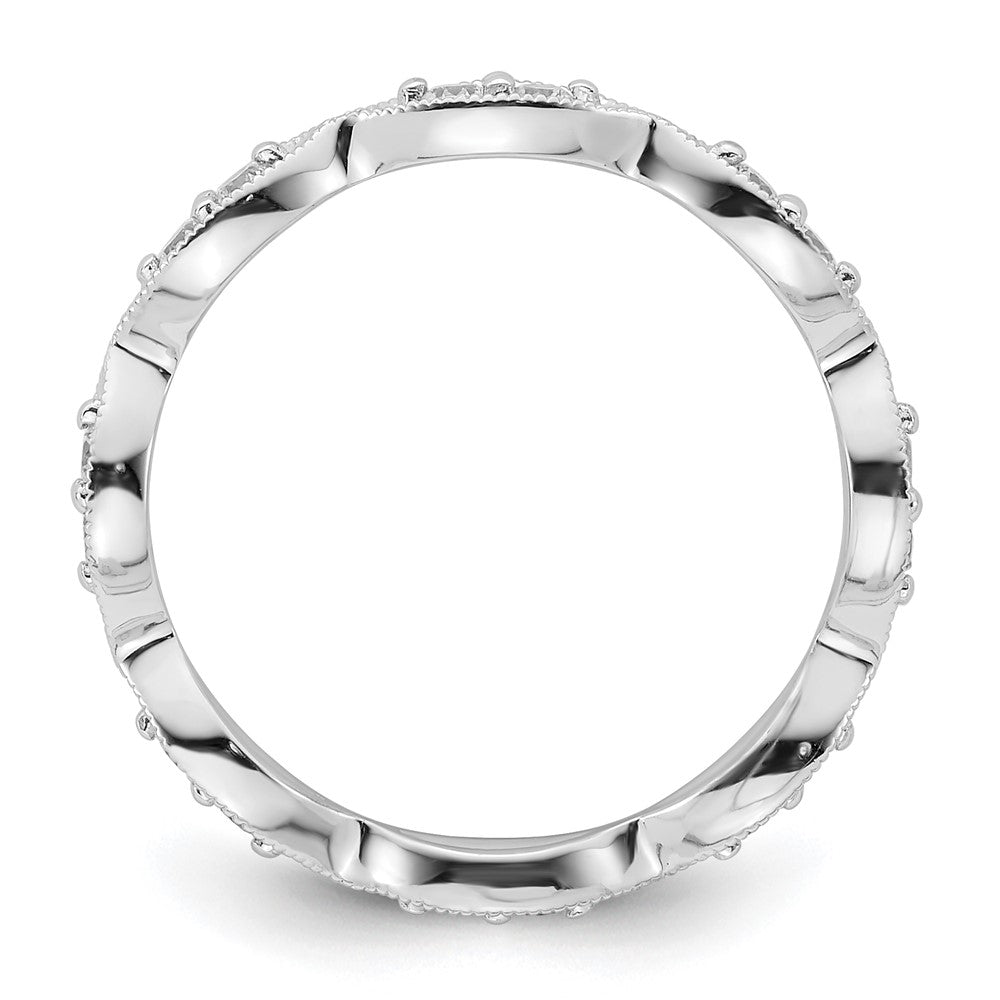 14k White Gold Polished Vintage Pave 1/2 carat Diamond Complete Eternity Band