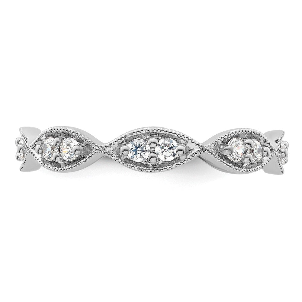 14k White Gold Polished Vintage Pave 1/2 carat Diamond Complete Eternity Band