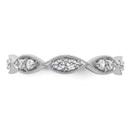 14k White Gold Polished Vintage Pave 1/2 carat Diamond Complete Eternity Band