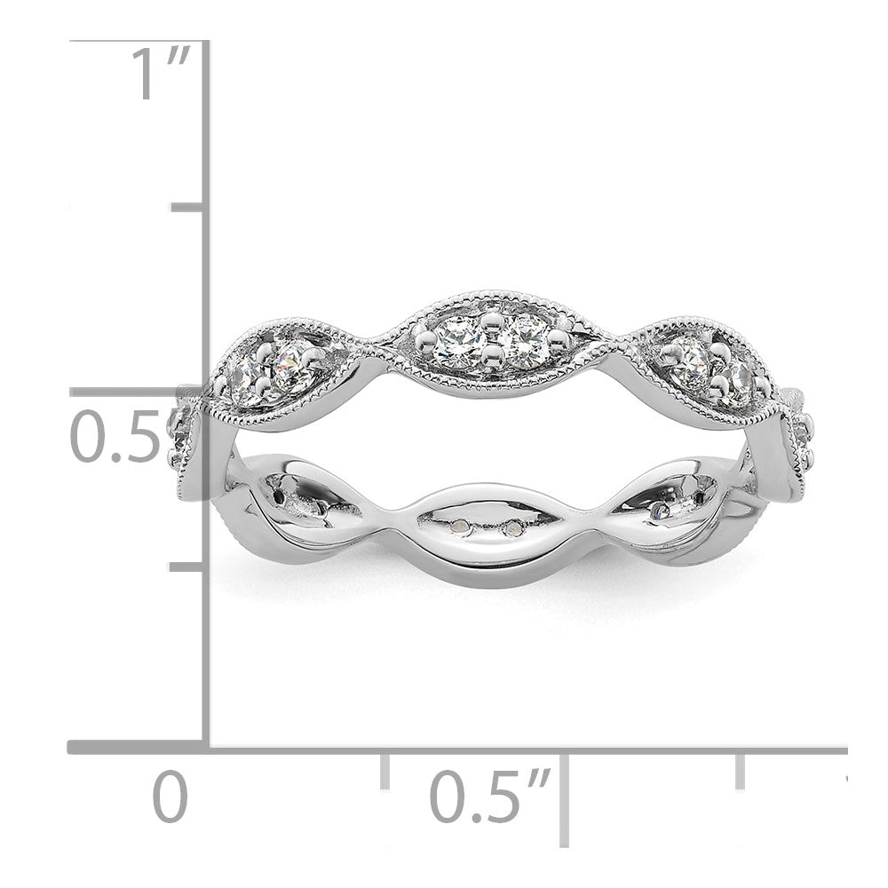 14k White Gold Polished Vintage Pave 1/2 carat Diamond Complete Eternity Band