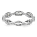14k White Gold Polished Vintage Pave 1/2 carat Diamond Complete Eternity Band