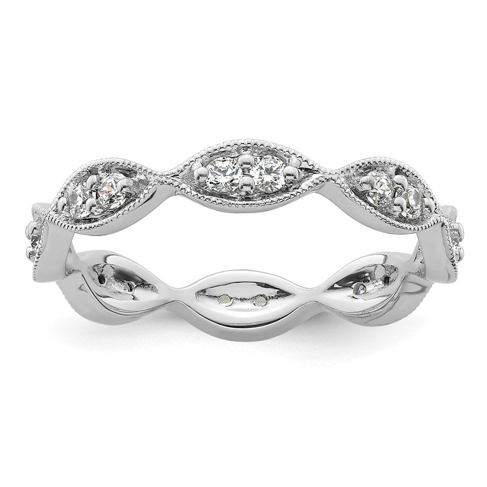 14k White Gold Polished Vintage Pave 1/2 carat Diamond Complete Eternity Band