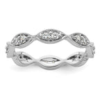 14k White Gold Polished Vintage Pave 1/2 carat Diamond Complete Eternity Band