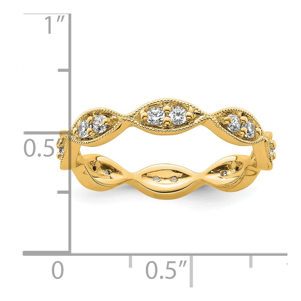 14k Polished Vintage Pave 1/2 carat Diamond Complete Eternity Band