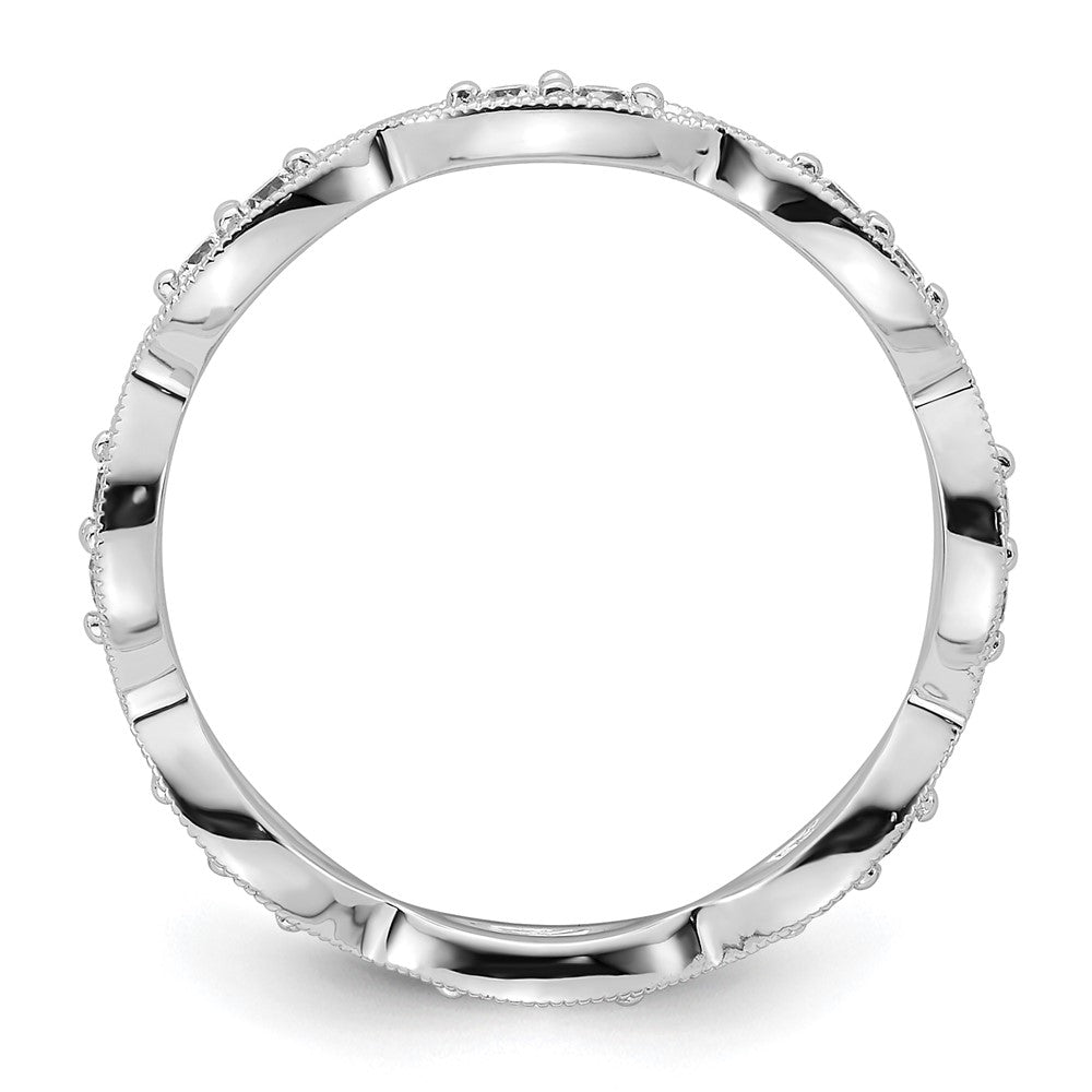 14k White Gold Polished Vintage Pave 1/2 carat Diamond Complete Eternity Band