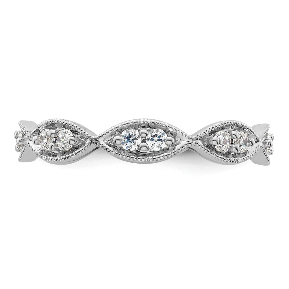 14k White Gold Polished Vintage Pave 1/2 carat Diamond Complete Eternity Band